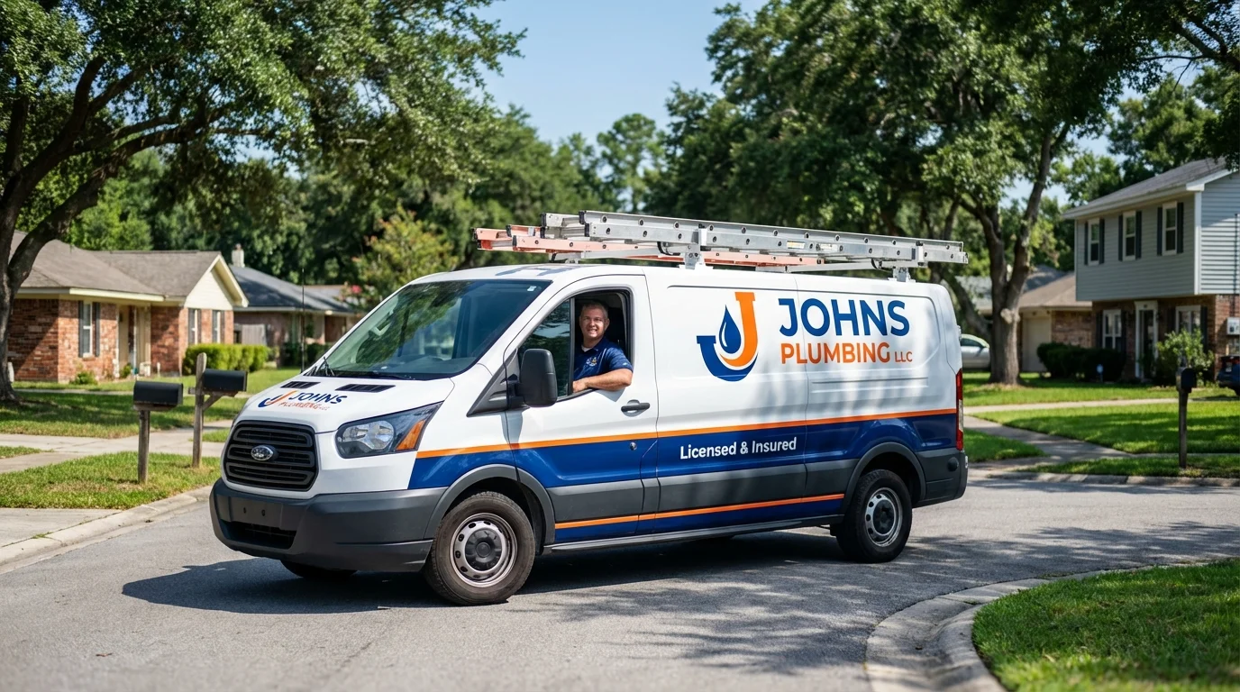 Johns Plumbing LLC service van in Pryor, OK