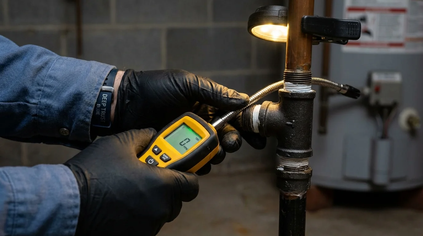 Gas leak detection with electronic sniffer by Johns Plumbing LLC in Pryor