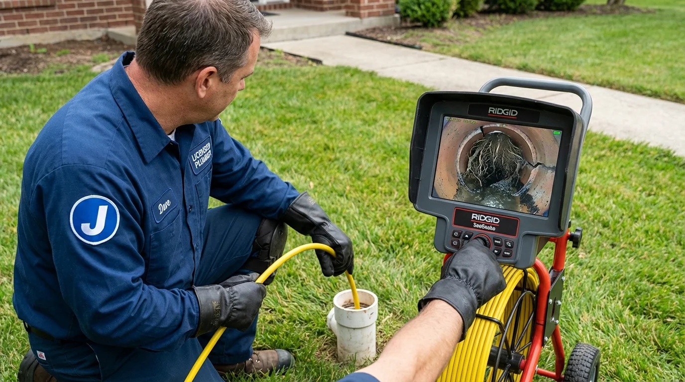 Sewer camera inspection being performed by Johns Plumbing LLC in Pryor